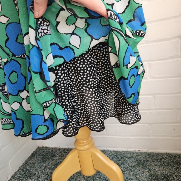Cabi Celebrate Reversible Dress 6148 Floral Dot Green Blue Black Mesh Sz M - Picture 3 of 8